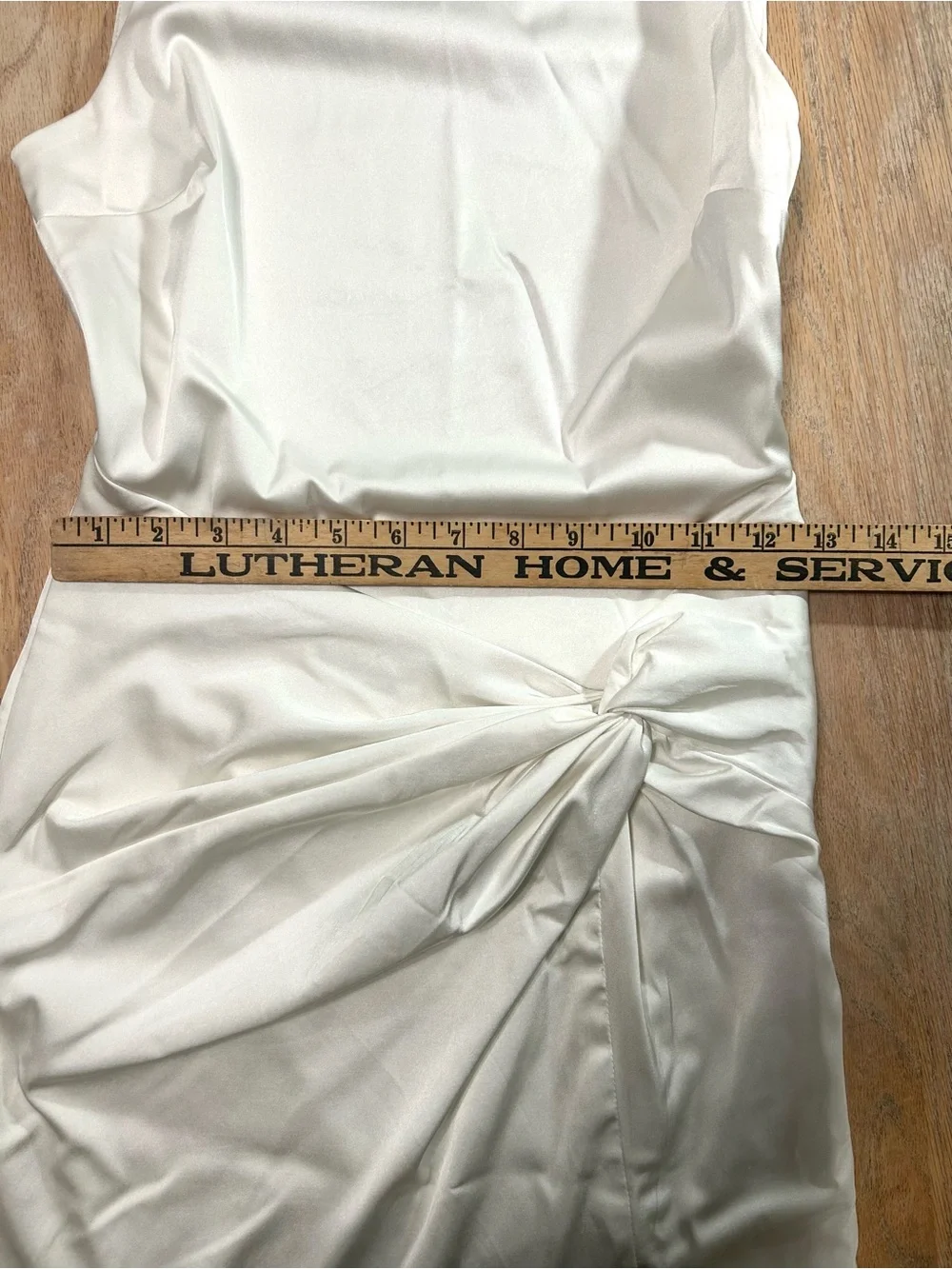 Abercrombie White Satin Asymmetrical Twist Front Maxi Gown XS Stretch Prom Dress